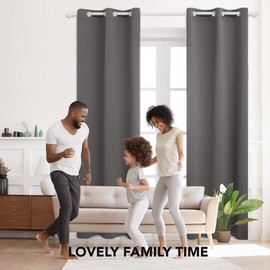 Deconovo Thermal Insulted Blackout Bedroom Curtains Room Darkening Curtain Panels for Living Room 42x54 Inch Light Grey