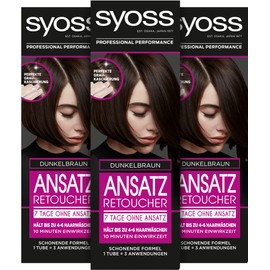 Syoss Root Retoucher Dark Brown Level 1 (3 x 60ml) Semi-Permanent Root Colour for 7 Days Without Roots, Hair Colour for Quick and Easy Root Treatment