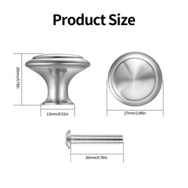 Pack of 11 Round Silver Furniture Knobs, 27 mm Kitchen Cabinet Handles, Silver, Vintage Drawer Knobs, Cabinet Door Knobs for Cupboards, Cupboard Knobs for Kitchen, Cupboard Knobs, Chest of Drawers