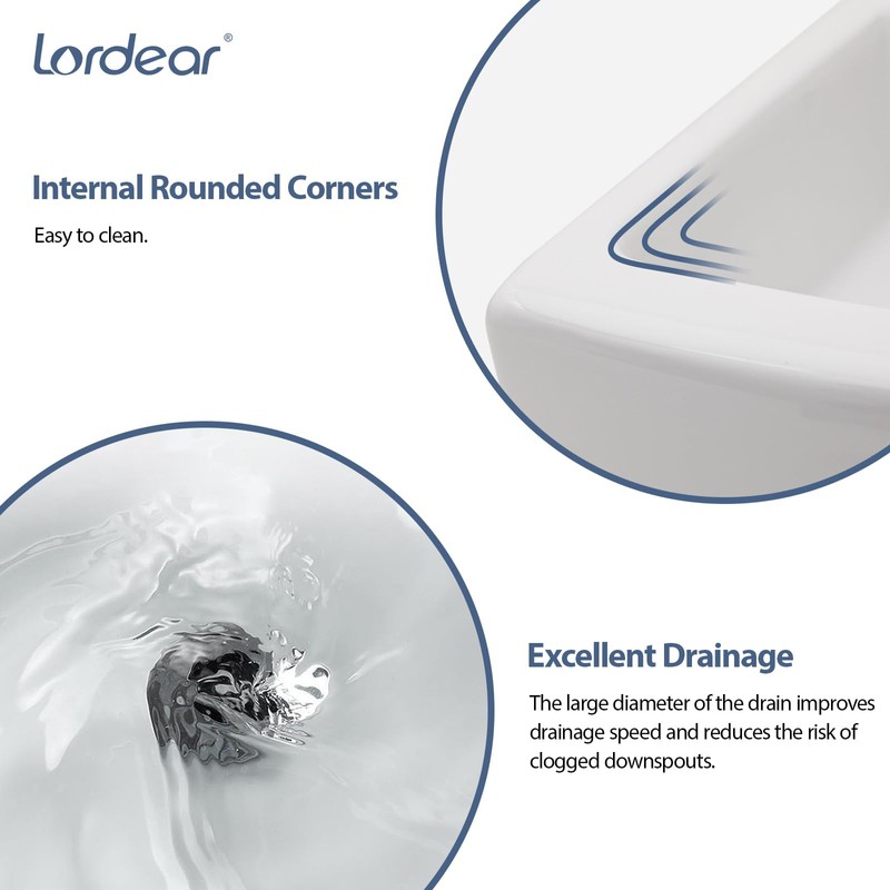 Lordear Wall Mount Corner Bathroom Sink 18 Inch White Ceramic