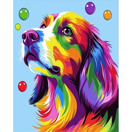 Maomaomi Paint by Numbers DIY Acrylic Painting Kit for Kids & Adults Beginner – 16" Wx20 L Color Dog Pattern