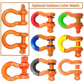 Pack of 2 Orange Powder Coated Heaveduty Trailer Shackles 3/4 Bow Shackle Rugged Steel Forged 4.74 Ton D Ring Anchor 28.5 Ton (57,000 lbs) Max Break Strength Off Road Shackles