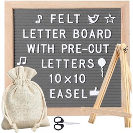 Felt Letter Board, 10 x 10 Inch, Interchangeable Letter Board with 340 Letters, Wooden Frame, Message Sign for Baby Announcements, Milestones, Office Decoration, Password Sign, Farmhouse Gifts