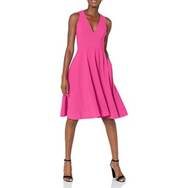 Dress the Population Women's Catalina Solid Sleeveless Fit & Flare Midi Dress, Light Fuchsia