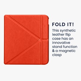 kwmobile Origami Case Compatible with Kobo Libra Colour Case - Slim PU Leather Cover with Stand - Orange