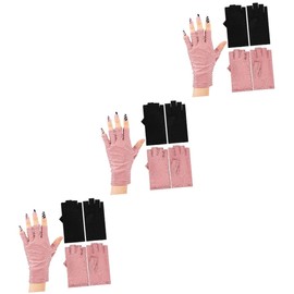 Healvian 3sets Manicure Nail Gloves Fingerless Hand Gloves for Gel Nails Supplies Comfortable Cotton Material Elastic Fit for Cycling Driving 2pairs*3
