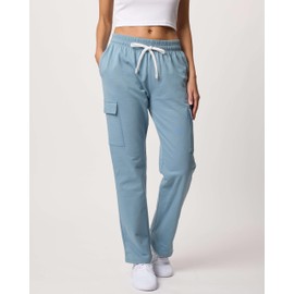 Real Essentials 3 Pack: Women's Fleece Cargo Sweatpants, Open Bottom Lounge & Athletic Casual Pants with Pockets - Set 3,S