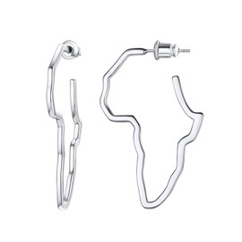 U7 Surgical Africa Map Earrings, Stainless Steel Exaggerated Hollow Out African Shaped Earrings, 45mm Ethnic Dangle Drop Earrings for Women
