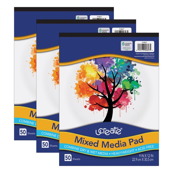 UCreate Mixed Media Pad, 9" x 12", 50 Sheets, Pack