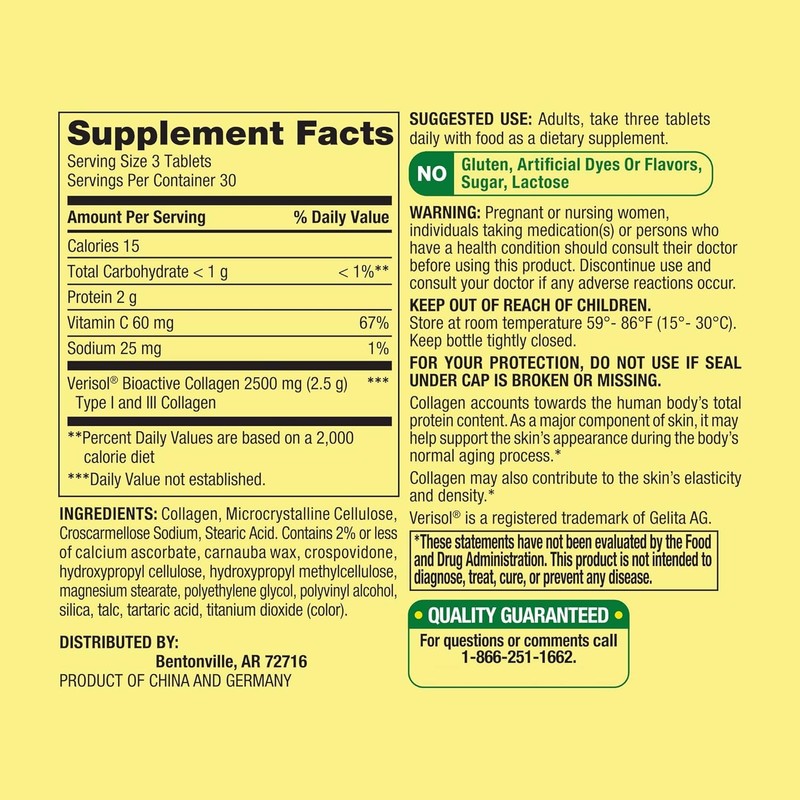 Spring Valley's Collagen + C Tablets, 2,500mg, 90 Tablets |
