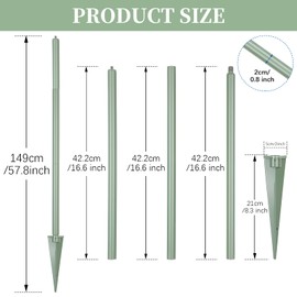 Folgtek Outdoor Camera Tripod with Spike Stake Stand Mount for Trail Camera, Action Camera, Security Cameras etc. (Green, 4.9ft)