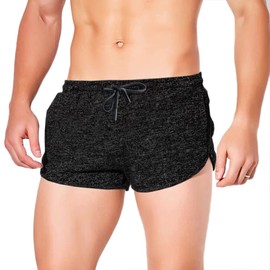 Lehmanlin Men's Running Shorts 3 Inch Bodybuilding Short Shorts Quick Drying (Black-L)