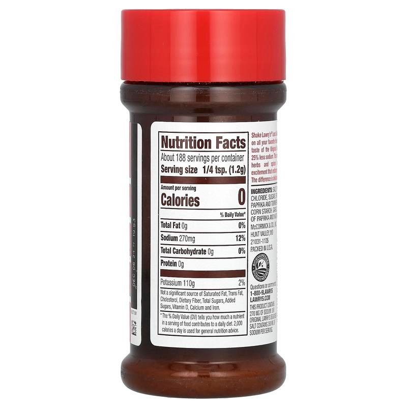 Lawry's Seasoned Salt, Less Sodium, 8 oz (226 g)