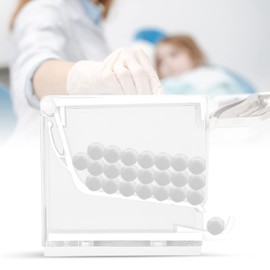 4 Colors Cotton Roll Dispenser, Cotton Case, Divider Press Type Holder, Cotton Swab Holder, Cotton Swab Storage Box(White)