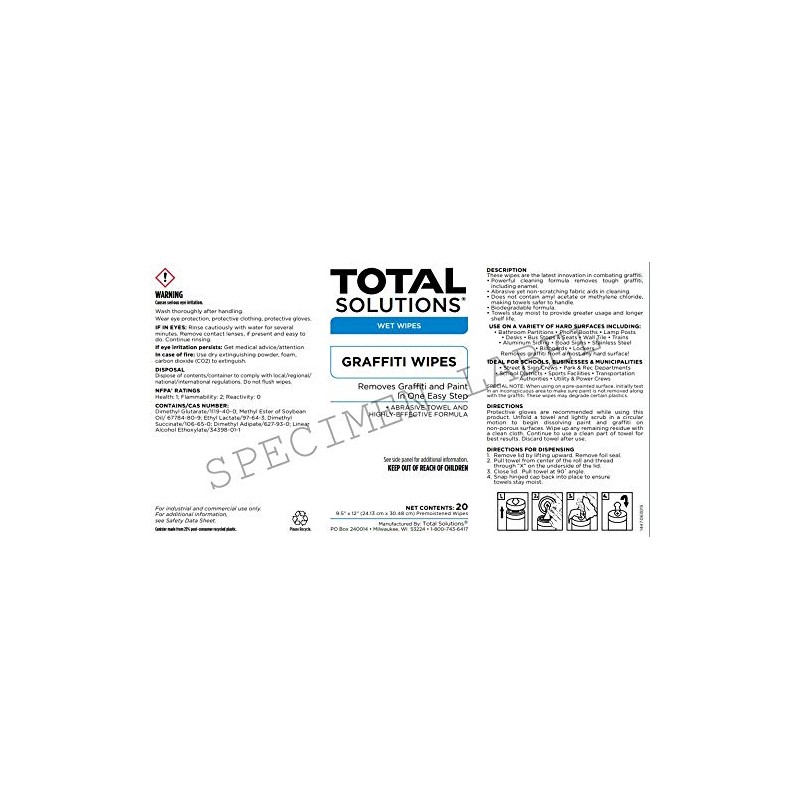 Total Solutions Graffiti Remover Wipes (40 ct. | 9-1/2 x