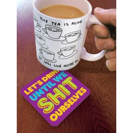 Brainbox Candy - Funny Rude 'Sh*t Ourselves Coaster' - Small Gift Ideas For Him Her - Friends Birthday - Housewarming Present - New Home Gift - Funny Gifts For Women Men