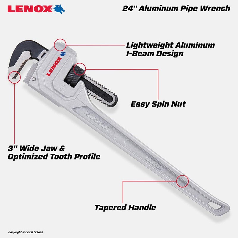Lenox Aluminum Pipe Wrench, 24 Inch (LXHT90624)