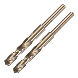 sourcing map 2pcs Reduced Shank Twist Drill Bits 13.5mm Black Nitride & Gold Titanium Coated High Speed Steel 6542 with 10mm Shank for Stainless Steel Alloy Metal Plastic Wood