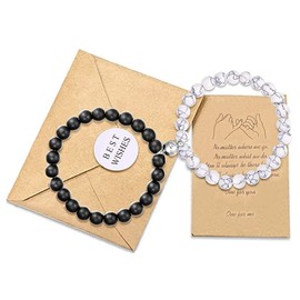 KAERUN Magnetic Couples Bracelets Mutual Attraction Beads Matching Bracelets Matte Agate Bracelets of Couples Connect Bracelet for Boyfriend Girlfriend Women Men Lovers Friends