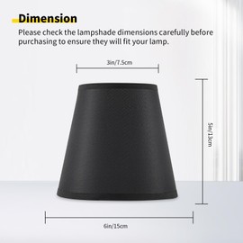 Set of 6 Clip-on Mini Chandelier Lamp Shades,3.5" x 5.1" x 5.5",Small Barrel,Handmade,Traditional Decorative,Natural Linen Lamp Shade,Modern European Style Bell Shade (Black)