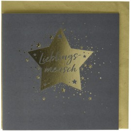 Perleberg - General greeting card from the Black & Gold Collection - high-quality card in premium quality including envelope - stylish greeting cards with gold lettering and star 15 x 15 cm