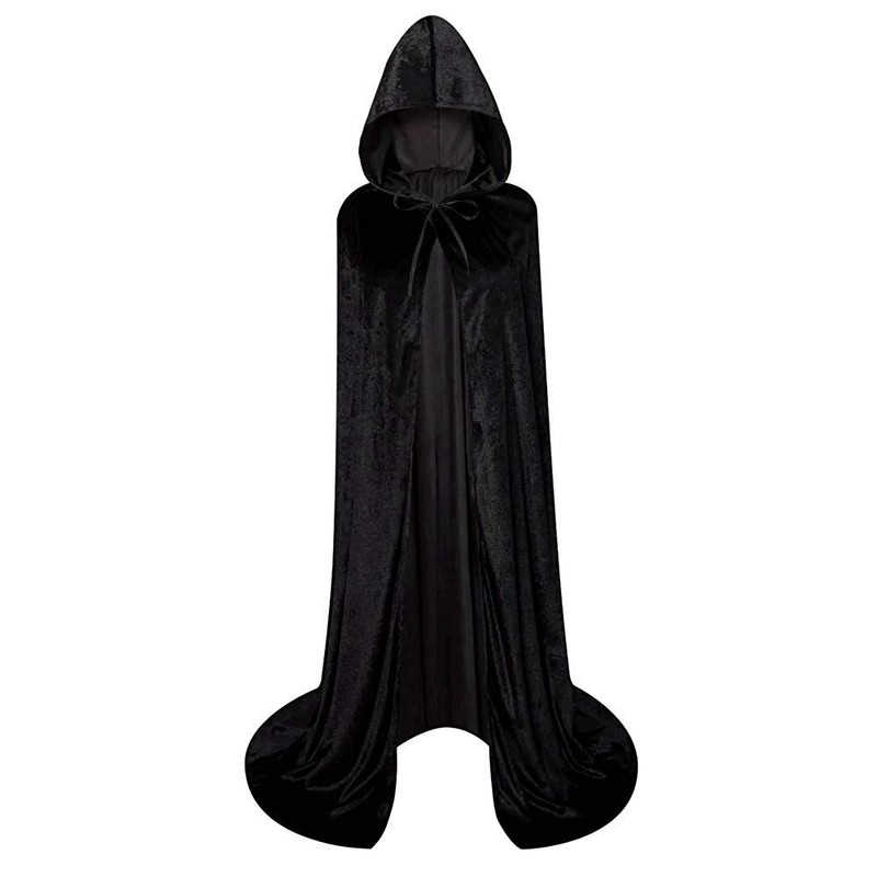 LHJ Cloak with Hood Costume Hooded Cape Crushed Velvet for