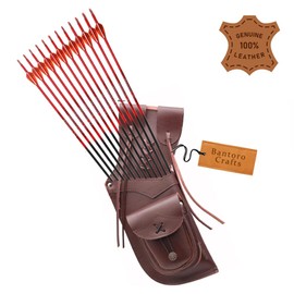 Bantoro Crafts Brown Leather Traditional Leather Right Side Waist Archery Quiver Arrows Holder Waist/Hip Hanging Shooting Hunting Shoulder Belt Bag bow