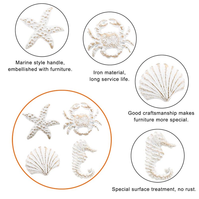 INCREWAY Cabinet Knobs 4 Pieces Retro Ocean Handle Single Hole