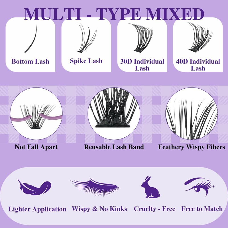 B&Q Wimpern Extensions Set 30D+40D DIY Lash Extension Set Mit