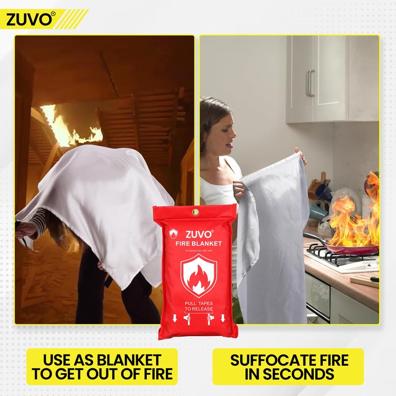 Zuvo Fire Blanket: Certified Fire Safety for Home, Kitchen &