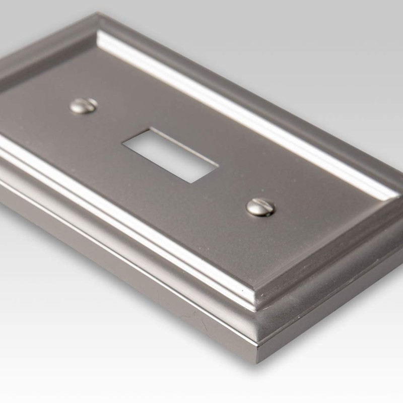 Amerelle Continental Single Toggle/Single Duplex Cast Metal Wallplate in Satin