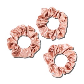 BB BOLD & BRAVE 100% Pure Mulberry Silk Scrunchies– Luxurious, Elastic Hair Ties for All Hair Types– Anti-Crease, Prevent Breakage & Tangling, Soft & Durable for All Day Hold - Rose gold (Pack of 3)