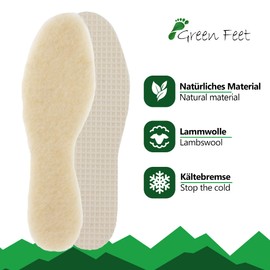 2 Pairs of Real Warm Cuddly Lambswool Insoles Basic Cream for Men and Women Size 36-48 (UK 3.5-13) - White - 41 EU