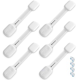 UrbanWaze 6 Pack Child Safety Cupboard Door Strap Locks | Proof Your Cabinets with No Trapped Finger - Easy Installation, Adjustable for Drawers Toilet Fridge Toddler Window Fridges Toilets Baby-Proof