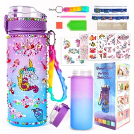 AMFUN Decorate your own water bottle kids,Unicorn Gifts for Girls,DIY Water Bottle Arts and Crafts for Kids Age 4-10,Ideal Gifts for Boys Girls Kids Birthday and Christmas (Unicorn 600ml)