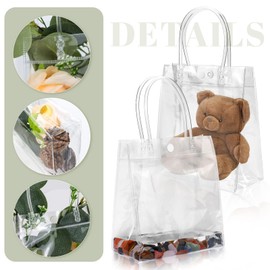 Mythya 30 PCS Bolsas de Regalo de PVC Transparente con Asas, Bolsas de Compras Reutilizables, Bolsas de Compras para Bodas, Bolsas de Dulces para Fiestas, Cumpleaños, Escolares (20X15X7CM)