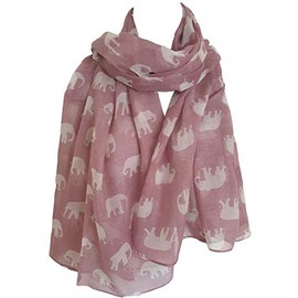 GlamLondon Women's Elephant Print Scarf Pink