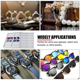 EVTSCAN Glasses Display Case, Sunglasses Organizer Box Eye Glasses Holder Container Sunglasses Storage Rack Stand Jewelry Watches Sunglass Show Tray