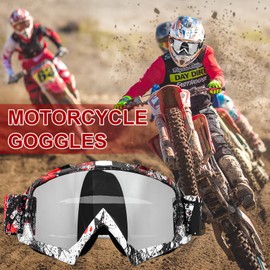 Benaton Motocross Windproof Anti Fog UV Ski Goggles Cool Colourful Motorcycle Goggles Ski Goggles Snowboard Goggles for Glasses Wearers Men Women Adults Teenagers Motocross Goggles with Foam Padding