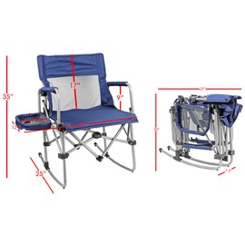 Zenithen Portable Outdoor Rocking Director's Folding Chair with Side Table Perfect for Sporting Events, Outdoor Activities, Camping, Patio Furniture, and Relaxing, Navy
