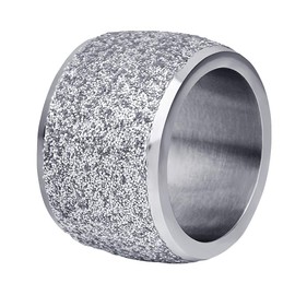 PAURO Women's 16 mm Exfoliating Rings Stainless Steel, Stainless Steel, No Gemstone