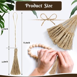 Ysleen 40 Pieces Natural Jute Tassels for Crafts Small Tassels Bulk for Christmas Jute Rope DIY Wood Beads Bookmark Garland Projects Decorations Wedding Party Gift Tags Crafts