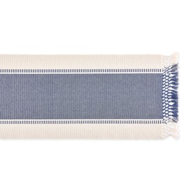 DII Dobby Stripe Woven Table Runner, 13x108 (13x113.5, Fringe Included) French Blue