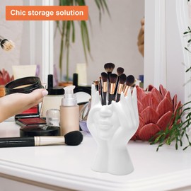 TNSLAND Flower Vase, Tulip Vase, Ceramic Vase, 19 x 9 cm Flower Pot Head, Flower Vase White, Flower Pot with Face, Aesthetic Modern Flower Vase, Vases Decoration for Living Room, Table Decoration,