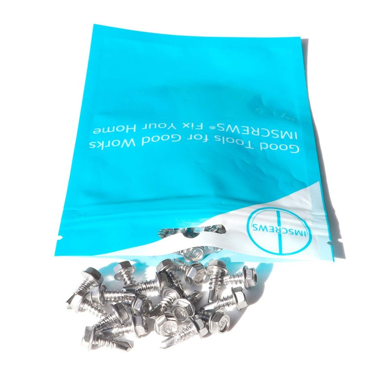 IMScrews 50pcs #8 x 1/2" Stainless Hex Washer Head Self
