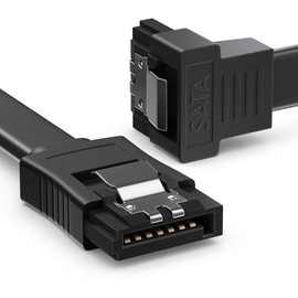 deleyCON 6 x 50 cm SATA 3 Cable in Set SATA III Data Cable - HDD SSD Connection Cable Metal Clip 6 GBit/s - 1 x Straight 1 x 90° L-type Connector - Black