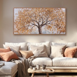 Canvas Wall Art Gold Tree Of Life Framed Artwork Canvas Painting Textured Tree Pictures Wall Decor For Living Room Bedroom Dining Room Home Office Decor 20"X40" With Framed