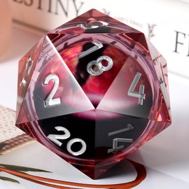 LED 55mm D20 Dice,DNDND Dragon Eyen 20 Sided Dice with Gorgeous Gift Velvet Pouch for Dungeons and Dragons (Red Dragon Eye)