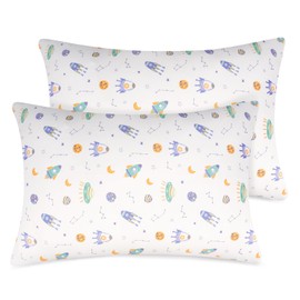 Fittia Cuddly Knitted Cushion Cover Children 40 x 60 cm Baby Pillowcase Toddler Cushion Cover Made of Organic Cotton for Prams, Pack of 2 with Rocket Patterned 40 x 60 cm