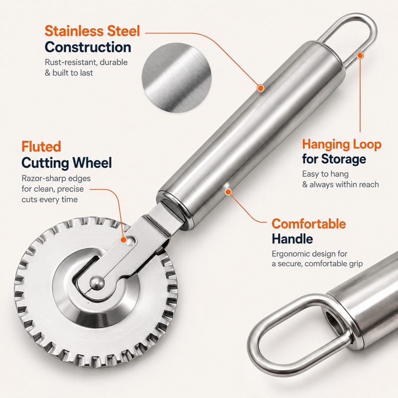 Pastry Rolling Cutter for Pies & Dumplings – Double-Sided Edge